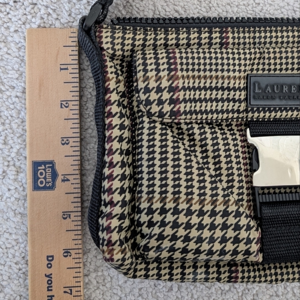Lauren Ralph Lauren Tan Black Houndstooth Plaid Shoulder Bag Y2K Small Classic - Picture 13 of 14